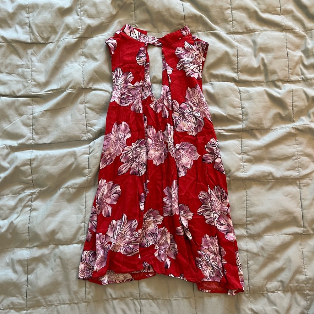 F22 Red Floral Mini Dress